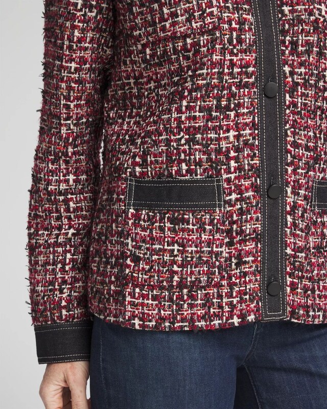 Tweed & Denim Trim Jacket - image 4